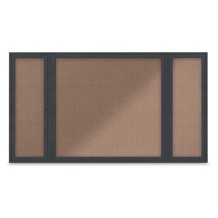 United Visual Products Indoor Enclosed Combo Board, 48"x36", Gold Frame/Grey & Pumice UVCB4836G-GREY-PUMICE